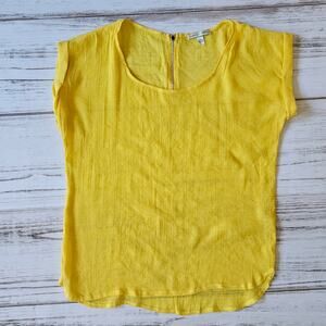 Maria Gabrielle Yellow Cross Hatch Knit Blouse sz XL